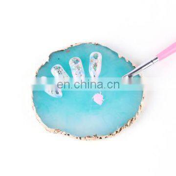 Round/Square Agate Stone Nail Art Drawing Painting Color Palette Plate Gel Tips Holder Jewelry Display