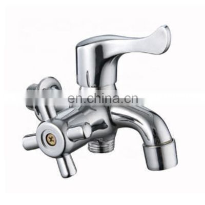 Double outlet zinc chrome plated two handle wash basin and washing machine water faucet