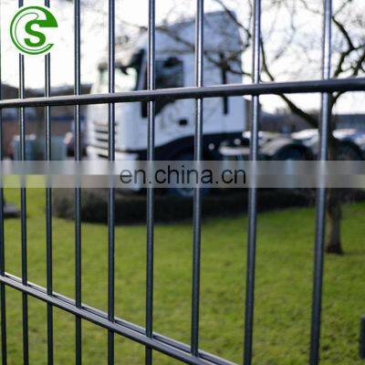 PVC coated dark green double wire fence panels for warehouse