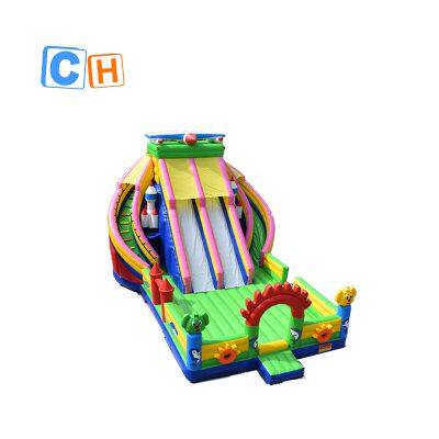 Ch Commercial Double Lane Air Fun City Inflatable Commercial Two Slide Giant Inflatable Slide