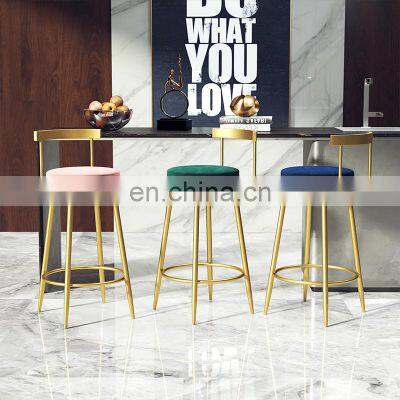 Bar Stool New Home Tall Nordic Luxury Gold Velvet Kitchen Leather Counter High Modern Cheap Furniture Chair Stool Bar With Back