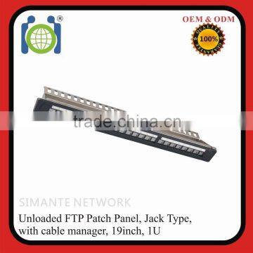 Short Delivery 24 ports unloaded Patch Panel FTP empty with back bar