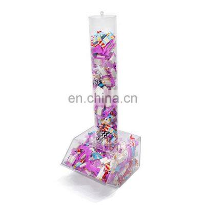 sweets retail store tall tube custom acrylic candy dispenser with boots