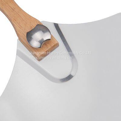 Custom Baking Tools 12x14 Inch Metal Aluminum Pizza Peel Shovel With Foldable Rubber Wood Handle photo-4