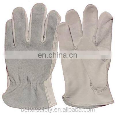 Cow Split Leather Back Grain Goatskin Palm Leather Driver Gloves