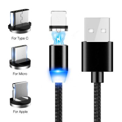 Wholesale Newest 360 Degree Straight Magnetic Data Cable LED Light USB Cable 2.1A For Phones