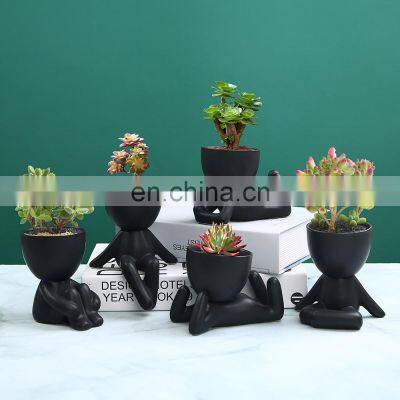 Amazon Hot Desktop Decorative Pots Succulent Plant Cute Human Design Flower Pots & Planters