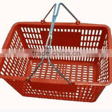 Plastic Material Shopping Bakset with Metal Double Handles CVS Plastic Basket