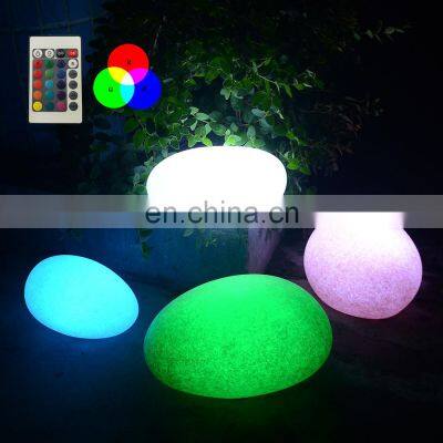 factory price remote control illuminated led plastic stone solar garden lights solar stone ball decor mall gate light