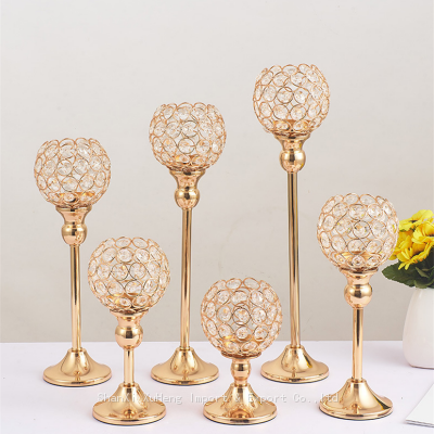 High Quality Crystal Candle Holders Vase Gold Tealight Table Centerpieces Decoration for Wedding Party