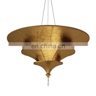 Factory hot selling simple Nordic retro  golden chandelier villa hotel interior decoration lighting industrial metal chandelier