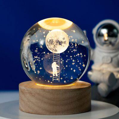 3D Creative Smart Control Wireless Lighting Crystal Ball Night Light LED Moon Lamp Home Decoration