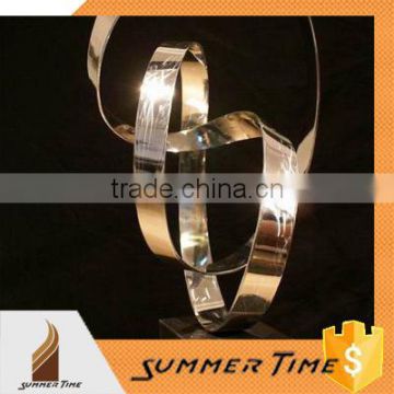 Popular cross stainless steel ribbon sculpture for interior decoration