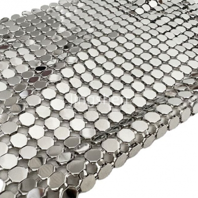 Flexible Plain-weave Aluminum Mesh Curtain Fabric, Woven Glittery Metallic Fabric Curtains photo-3