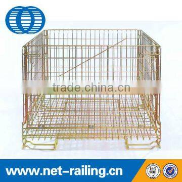 Large warehouse foldable steel stacking wire mesh container