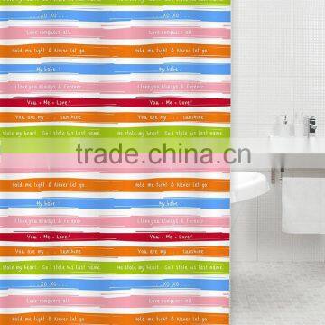 100% Polyester Watercolor Words Printed Shower Curtain