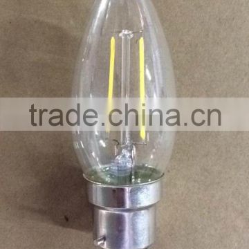 HOT TUV CE ROHS B22 2W candle bulb 2w led filament lamp glass candle light