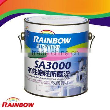 Environmental exterior wall coating with water base semi-gloss elastic paint