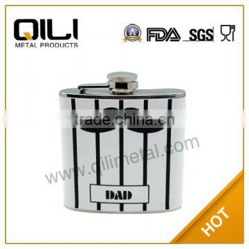 18/8 FDA 170ml heat transfer unique flask with mustache logo