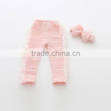 2015 Brand new baby girl leggings kids ruffle lace pants children garment factory