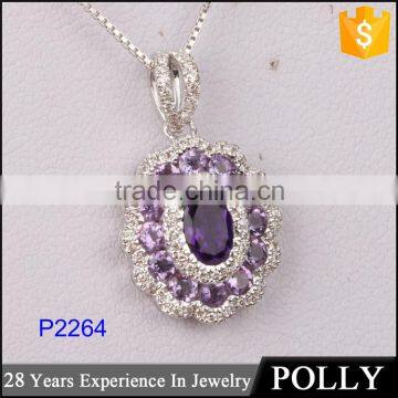 2015 New Design Pave Setting Tourmaline 18k Gold Pendant Necklace