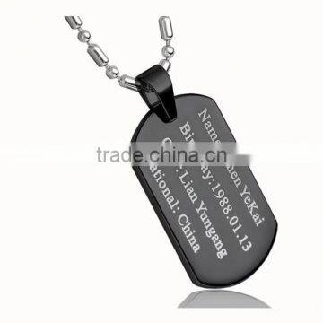 Military Army Style Black Dog Tag Mens Pendant With Custom Logo