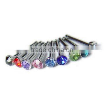 316L Surgical Steel Body Piercing Jewelry Crystal Rhinestone Nose Piercing Bone Nose Studs