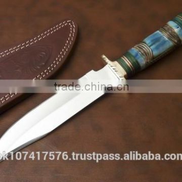 HUNTING KNIFE ENGRAVED BLUE COLOR BONE