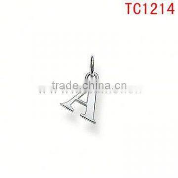 TC1214 alphabet A design sliver metal charm for summer fashion silver jewelry 925 pendant