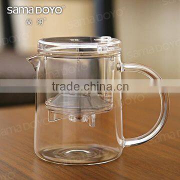 2014 Samadoyo Glass Tea Pots/Teacups with Filter and Press Button for Making Tea