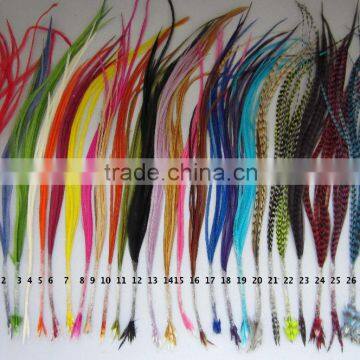 2016 Most Popular Clip-feather Striped Ombre Solid Feather for Hair Extension Feather With Micro Ring Beads Quality Choice photo-2