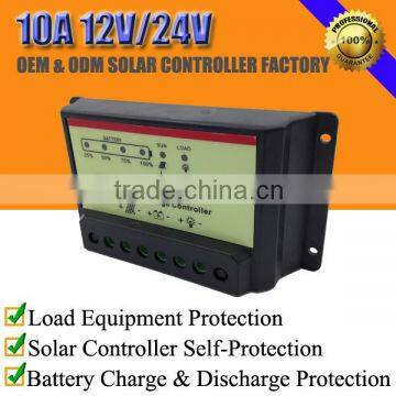 10A 12V/24V automatic solar home system charge controller