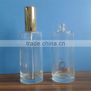 100ml clear cylindrical glass perfume bottle with 18/410 screw neck