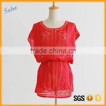 Ladies Short Raglan Sleeve Kaftan Dresses With Belt