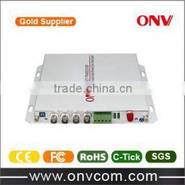 4CH Video Fiber Optic Transceiver with 4-ch video & 1-ch reverse data