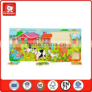 2014 new toys silk screen farm design cow sheep horse and many animal house pumpkin wholesale custom jigsaw puzzle