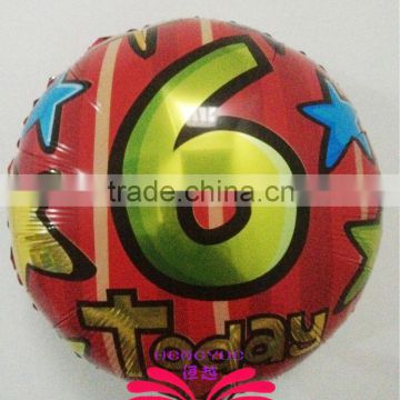 18 inch NO 6 foil balloon