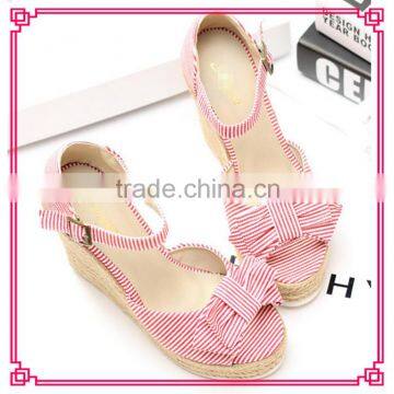 2015 Pink bowknot spanish brands woman fashion heeled strap sandals shoes