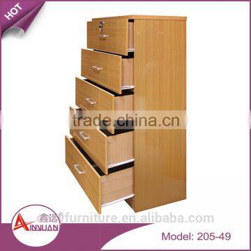 Foshan cheap simple design storage cabinet popular corner mdf wooden narrow chest of drawers