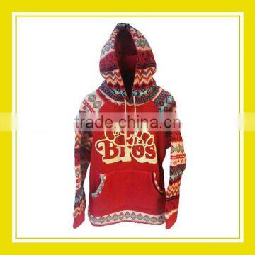 2016 Hot Products Bros Sleeping Baby Rinne Ethnical Pattern Women Printed Long Sleeve Red Knitted Hoodie Sweater