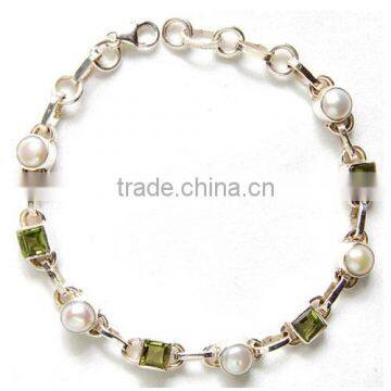 925 silver bracelet wholesale jewelry natural pearl bracelet semi precious stone jewelry