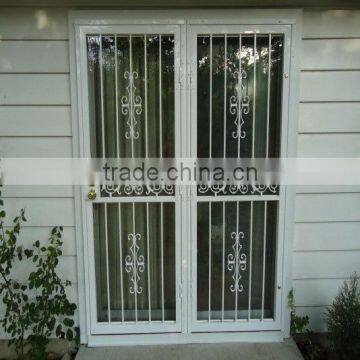 Safety Residential Iron Steel Entry Doors With Glass Insert Exterior