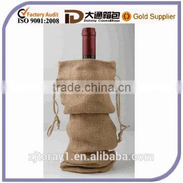 Drawstring Jute Wine Bag for One Bottle