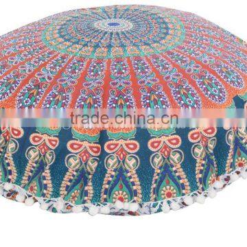 Round Mandala Pillow Cases 32" Floor Meditation Cushions Bohemian Ottoman Poufs