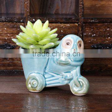 Home garden ceramic bicycle small decorative flower pots from jingdezhen