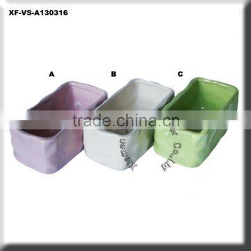 square unglazed biscuit seed pot