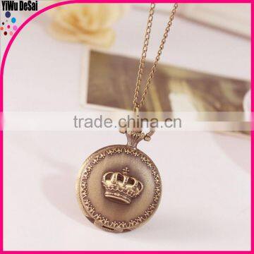 Fashion antique necklace watch wholesale crown pocket watch