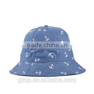 Navy Anchors embroidered Fashion Bucket Hat Boonie Outdoor Cap