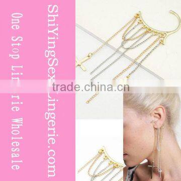 Long Cross Tassel Ear Cuff Earring