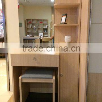 wooden cosmetic table with mirror